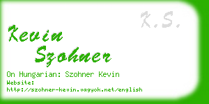 kevin szohner business card